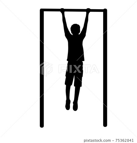 Silhouette boy playing sports on horizontal bar Silhouette boy playing sports on horizontal bar 75362841