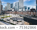 An impressive photo of Tokyo Station, the front door of Tokyo, the capital of Japan, against the blue sky. 75362866
