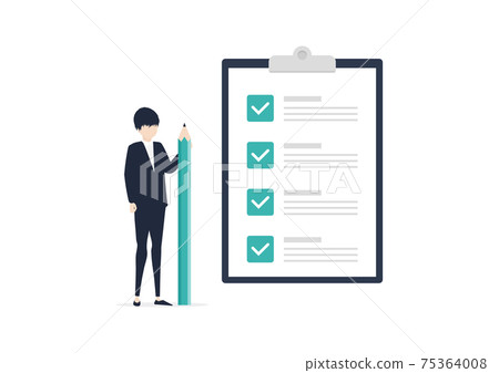 Illustration material of a man answering a questionnaire Illustration material of a man answering a questionnaire 75364008