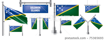 Vector set of the national flag of Solomon Islands in various creative designs Vector set of the national flag of Solomon Islands in various creative designs 75365693