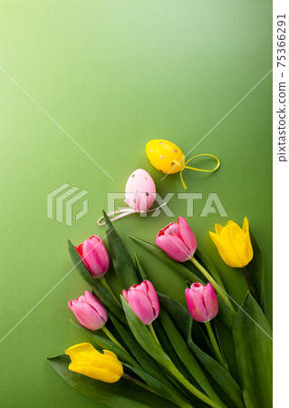 Easter greeting card or flyer template with copy space for a text Easter greeting card or flyer template with copy space for a text 75366291