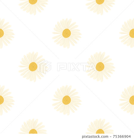 Vintage isolated seamless pattern with pink daisy bud flowers ornament. White background. Flora print. Vintage isolated seamless pattern with pink daisy bud flowers ornament. White background. Flora print. 75366904