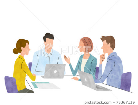 Vector illustration material: Team for meetings, business scene 75367139
