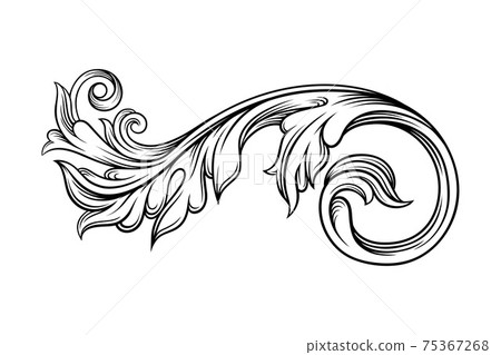 Baroque Element with Scroll and Ornamental Circular Motif Vector Illustration Baroque Element with Scroll and Ornamental Circular Motif Vector Illustration 75367268
