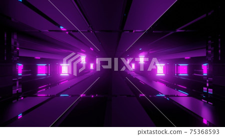 Neon purple lights in dark tunnel 3d illustration Neon purple lights in dark tunnel 3d illustration 75368593