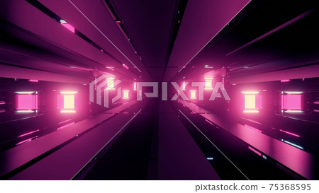Abstract 3d illustration of blocks and lights on black background 75368595