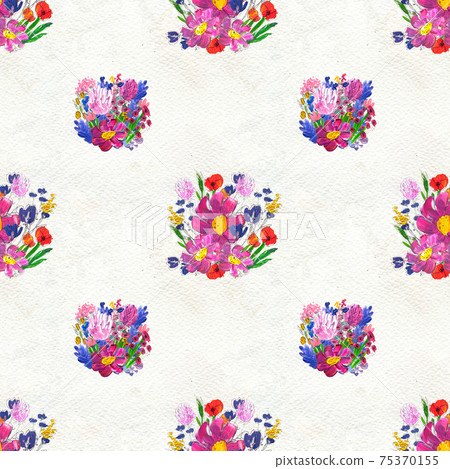 Seamless pattern with flowers. Watercolor or acrylic painting. Hand drawn floral background. Seamless pattern with flowers. Watercolor or acrylic painting. Hand drawn floral background. 75370155