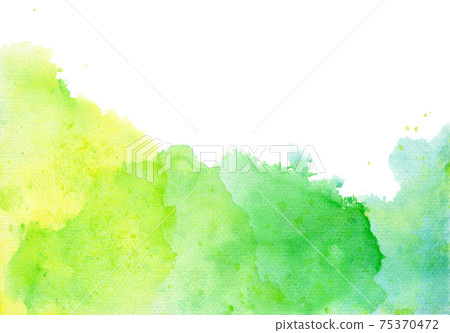 Watercolor Splashes In Green And Yellow Springtime 75370472