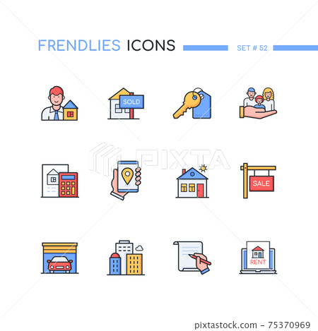 Real estate - modern line design style icons set - Stock Illustration ...
