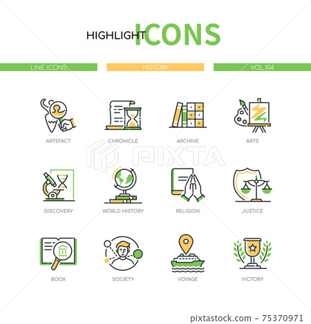 History - modern line design style icons set - Stock Illustration ...