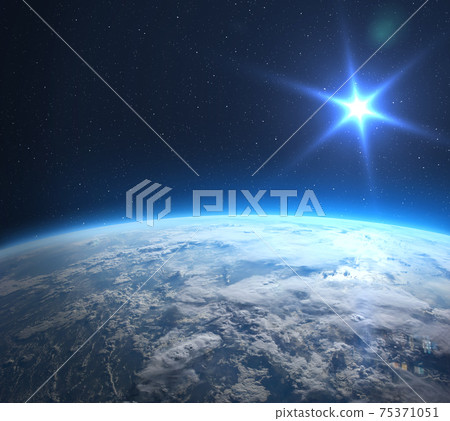 Earth and Sun. View from outer space. 75371051