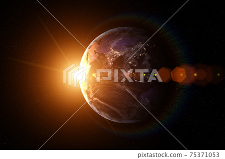 Earth, Sun, space. Sunrise. Earth, Sun, space. Sunrise. 75371053