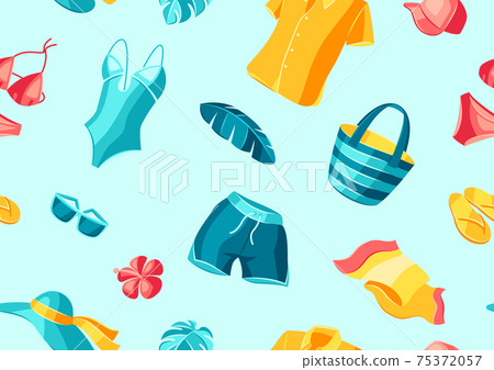 Seamless pattern with beachwear and swimwear. 75372057