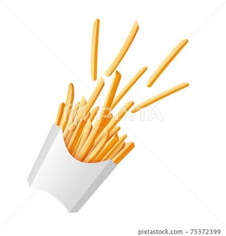 Paper box with french fries potato, realistic vector illustration isolated. 75372399