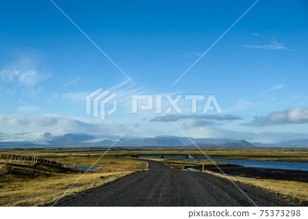 Empty road in early winter of Iceland 75373298