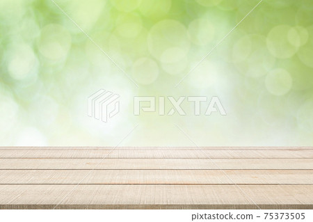 wood table top panel on green background 75373505