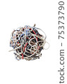 Ball of colored wire isolated on white background 75373790