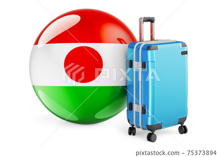 Suitcase with Niger flag. Niger travel concept, 3D rendering 75373894