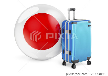 Suitcase with Japanese flag. Japan travel concept, 3D rendering 75373898
