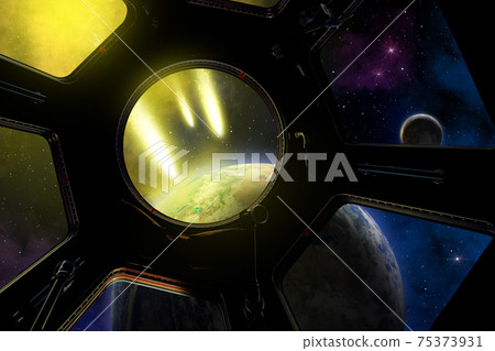 Earth, moon and asteroids. Armageddon. 75373931