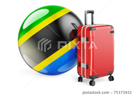 Suitcase with Tanzanian flag. Tanzania travel concept, 3D rendering 75373932