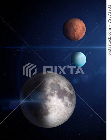 Moon, Mars and Uranus. 75373933