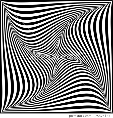 Whirl twisting movement illusion in abstract op art design. 75374187