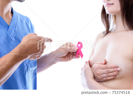 Women and doctors with a pink ribbon Breast cancer screening early detection recommended image 75374518