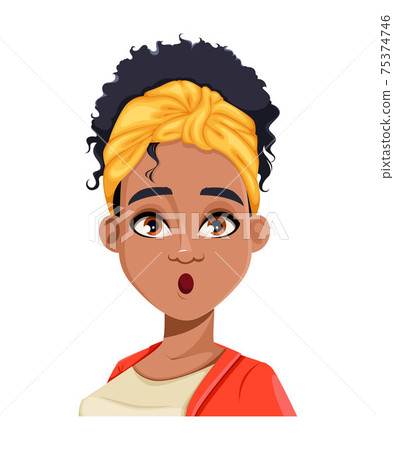 Face expression of young African American woman Face expression of young African American woman 75374746