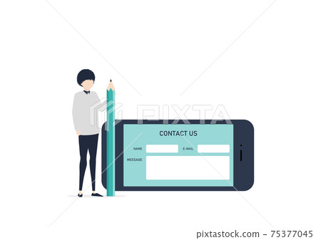 Illustration material of a man making an inquiry 75377045