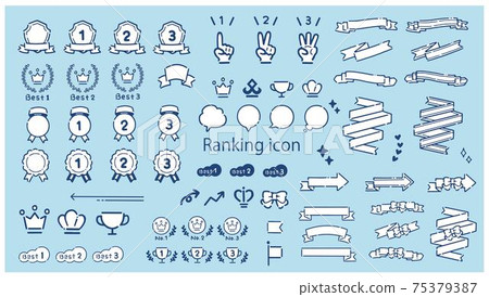 Ribbon Rakings Handwritten ranking and ribbon icon material set - Stock Illustration ...
