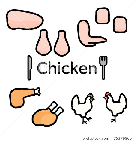 Simple And Cute Chicken Illustration Set Stock Illustration