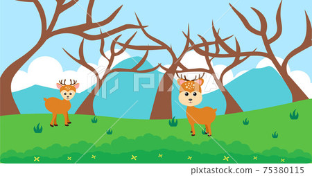 Deer Vector Cute Animals in Cartoon Style, Wild Animal, Designs for Baby clothes. Hand Drawn Characters 75380115