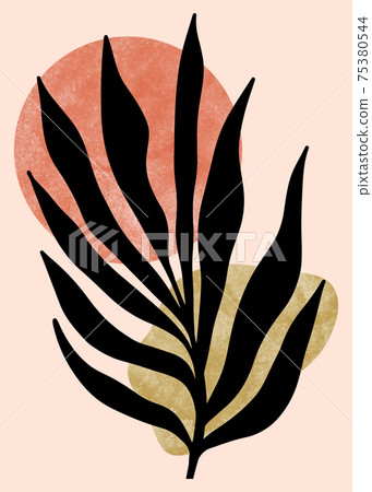 Abstract Botanical Wall Art, Abstract Leaves, boho branch botanical art for wall decoration, postcard or brochure design. Vector illustration. 75380544