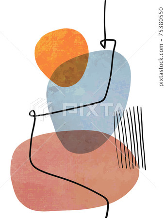 Creative minimalist hand painted. Abstract design with doodles and various shapes . Vector illustration Creative minimalist hand painted. Abstract design with doodles and various shapes . Vector illustration 75380550