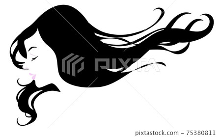 黑頭髮飄飄，閉著眼睛的女人的配置文件 75380811