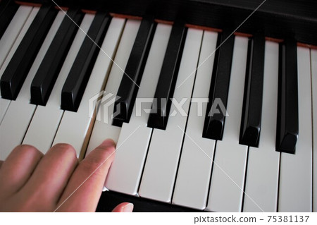 White keyboard and fingers 75381137