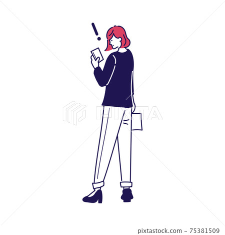 A woman checking an email on her smartphone A woman checking an email on her smartphone 75381509