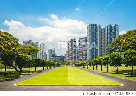 view of manila skyline from American Cemetery an Memorial in Philippines view of manila skyline from American Cemetery an Memorial in Philippines 75381920