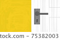 Illustration of yellow walls, white doors and handles 75382003