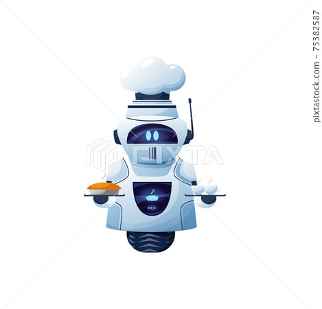 Cartoon robot chef, vector cyborg or bot character Cartoon robot chef, vector cyborg or bot character 75382587