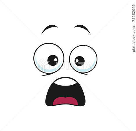 Cartoon face vector icon, frightened worry emoji, scared facial