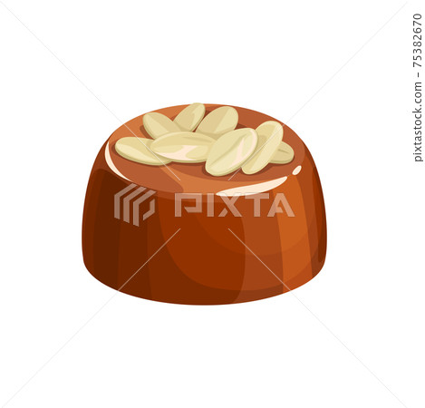 Candy with hazelnut topping isolated sweet food Candy with hazelnut topping isolated sweet food 75382670