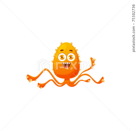 Cartoon virus cell vector icon, orange bacteria 75382736
