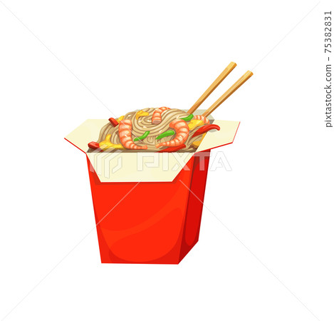 Noodles box, fast food menu Asian Chinese meals 75382831
