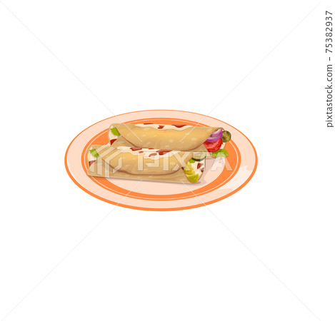 Shaurma street food isolated burrito on plate 75382937