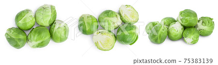 Brussels sprouts and half isolated on white background with clipping path and full depth of field. Set or collection Brussels sprouts and half isolated on white background with clipping path and full depth of field. Set or collection 75383139