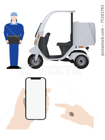 送貨自行車和智能手機 75383765