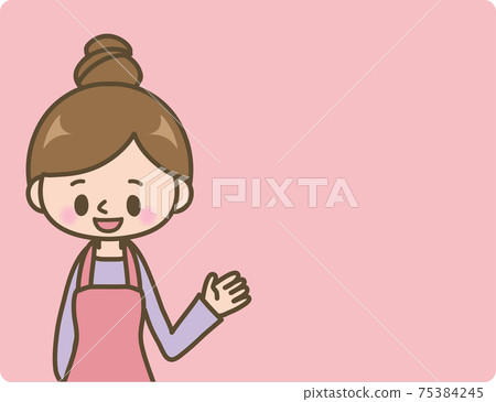 Woman in an apron_frame_pink Woman in an apron_frame_pink 75384245