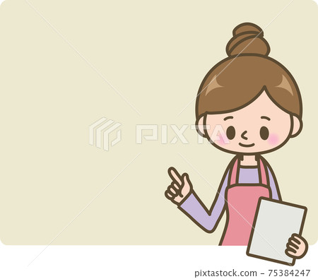 Woman in an apron_frame_beige Woman in an apron_frame_beige 75384247